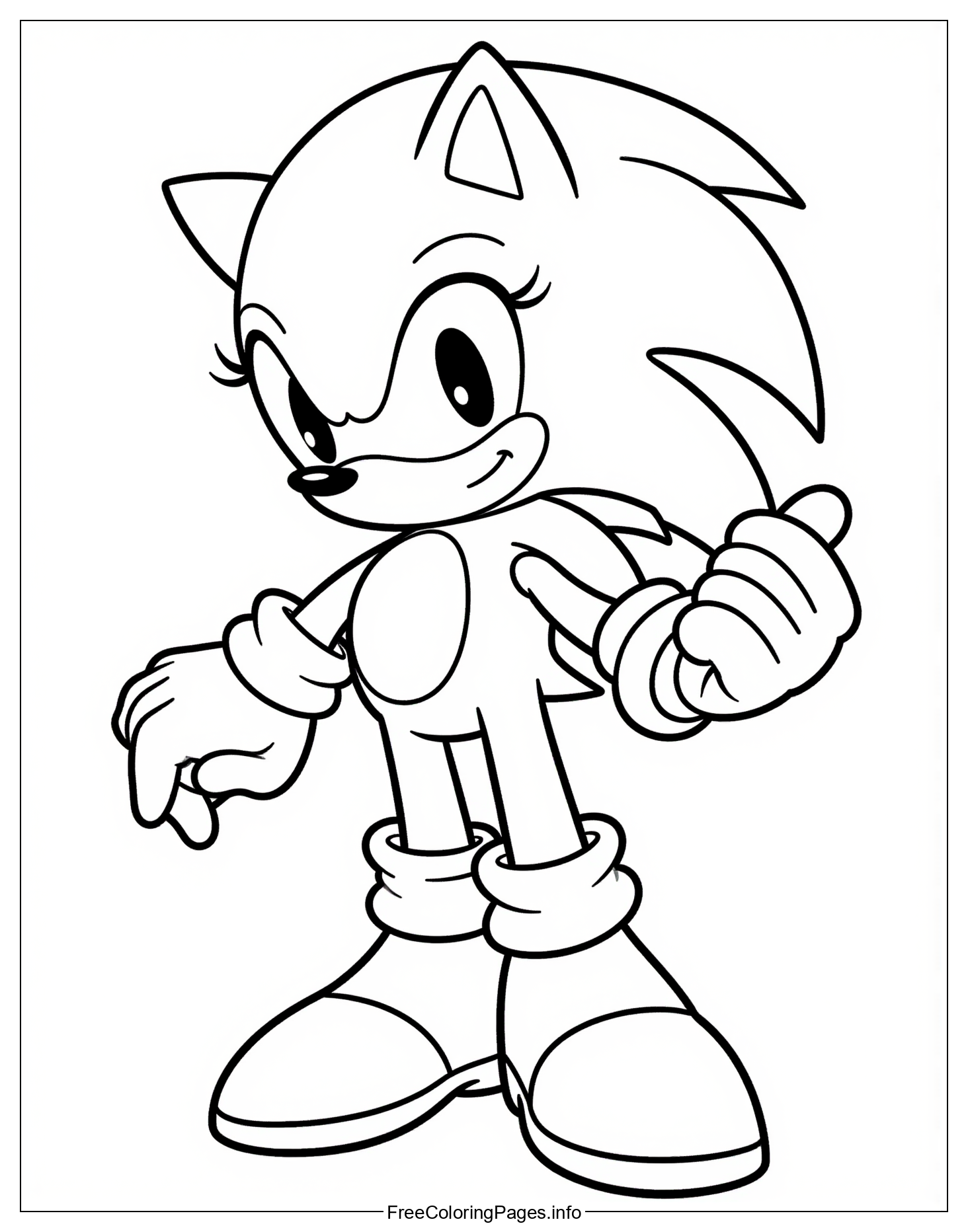 Unique Black and White Illustration of Sonic the Hedgehog, a Beloved Video Game Character from Segas Popular Franchise - Perfect for Kids Educational Activities or as a Fun Gift Idea.