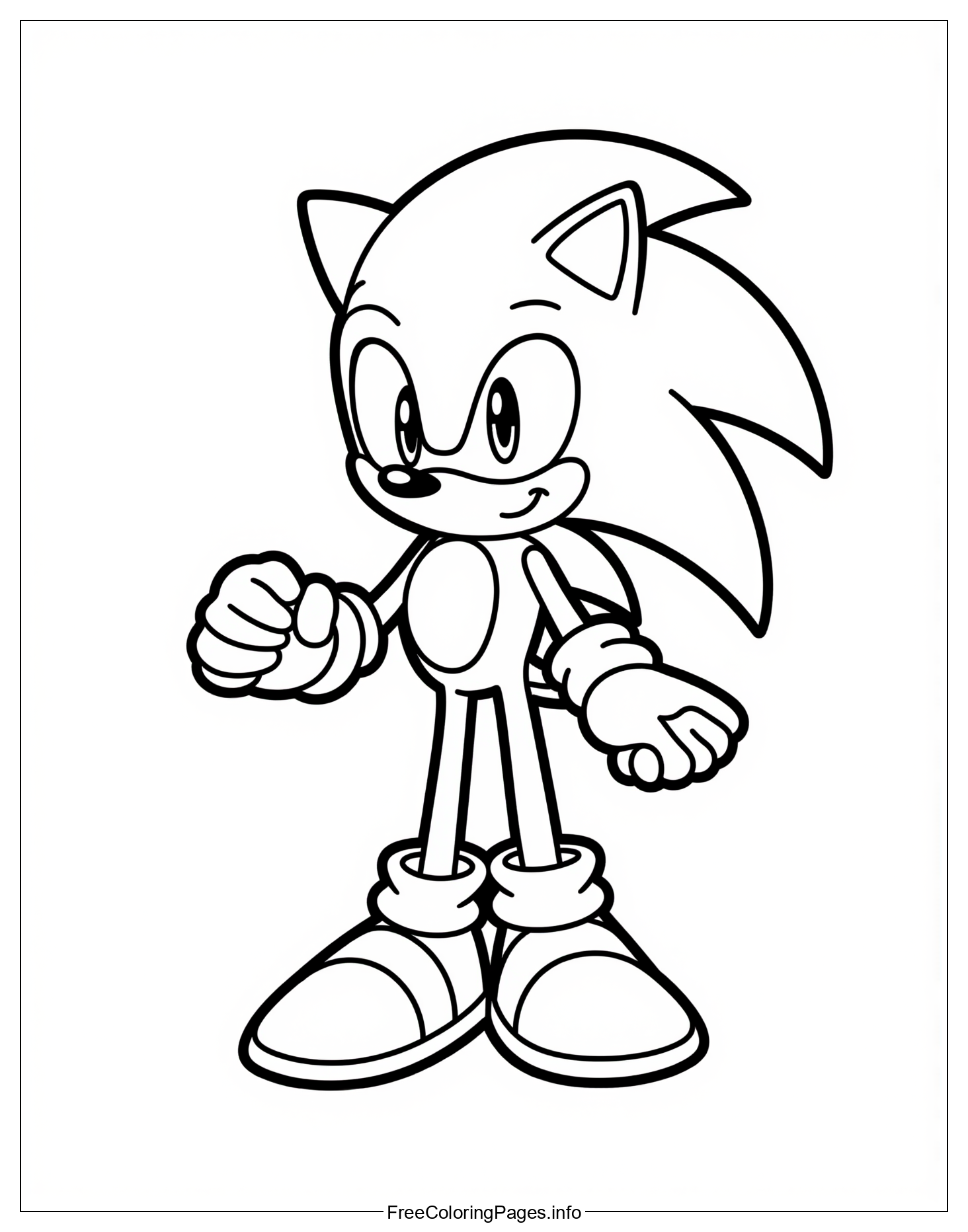 Free Sonic Coloring Page, Downloadable PDF for Childrens Fun Art Activity