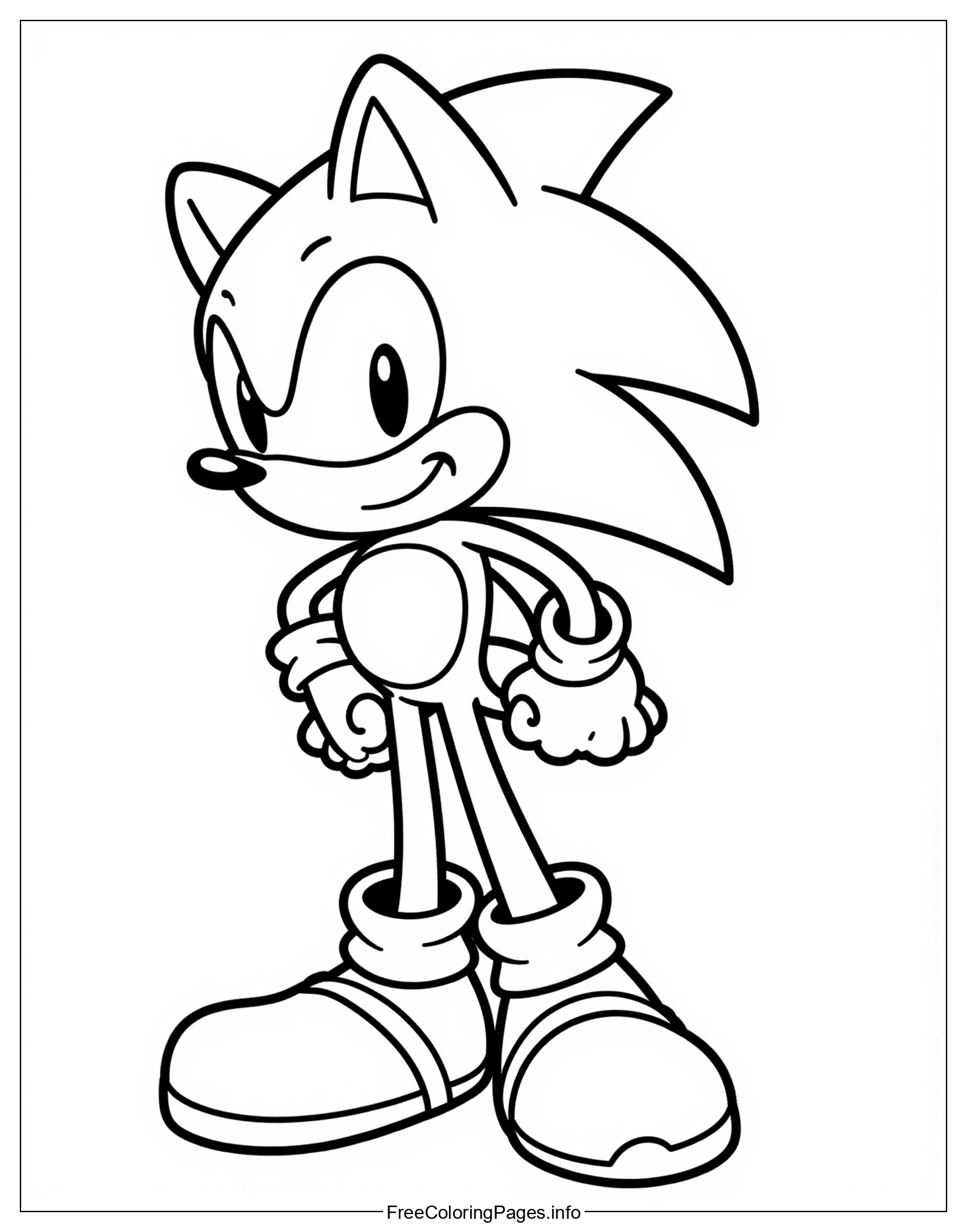 Free Printable Sonic the Hedgehog Colouring Page for Children to Practice Their Drawing Skills with a Character from the Popular Video Game Series