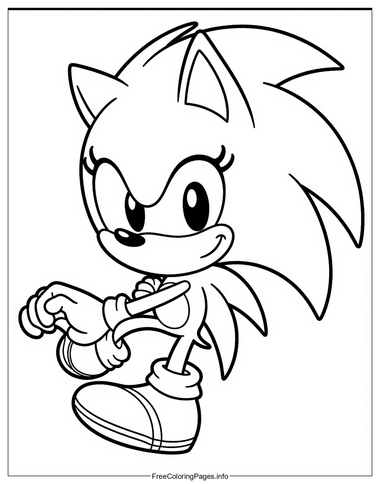Sonic the Hedgehog Coloring Page with a Female Character, Perfect for Kids Artistic Expression and Learning