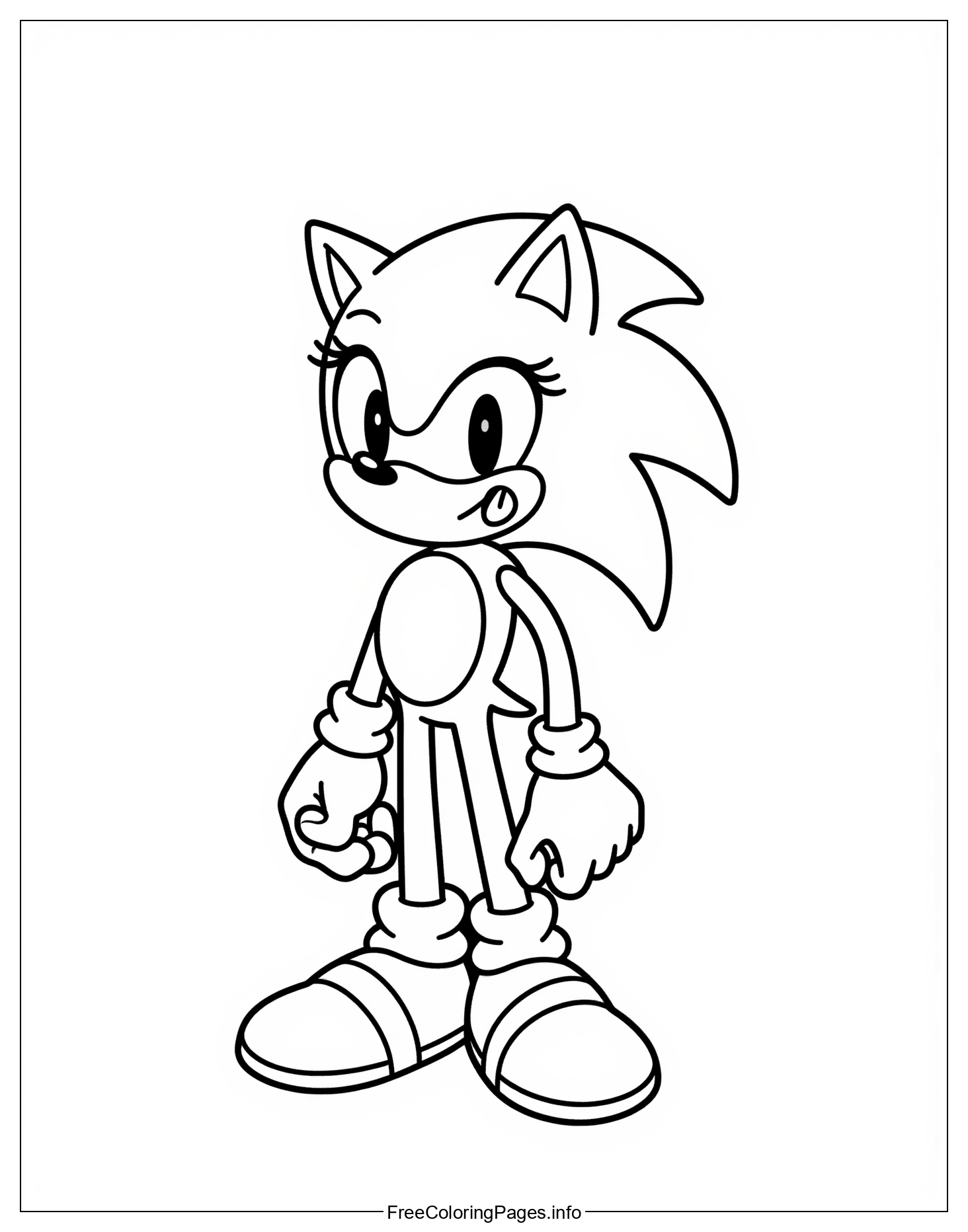 Sonic Coloring Page: Downloadable Free Printable Image for Kids to Color and Learn About Their Favorite Characters from the Beloved Video Game Series