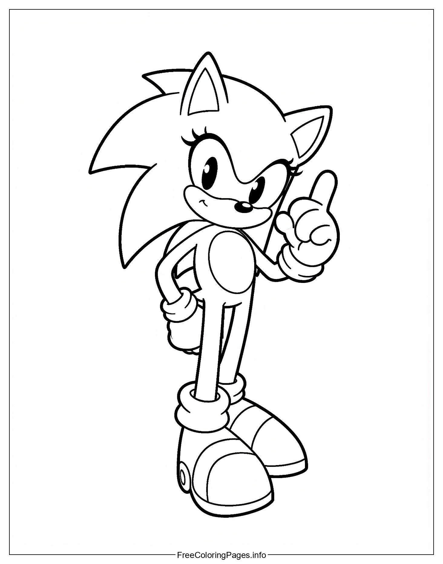 Free Printable Sonic the Hedgehog Coloring Page Featuring Amy Rose Character From Classic Video Game Series for Kids of All Ages.