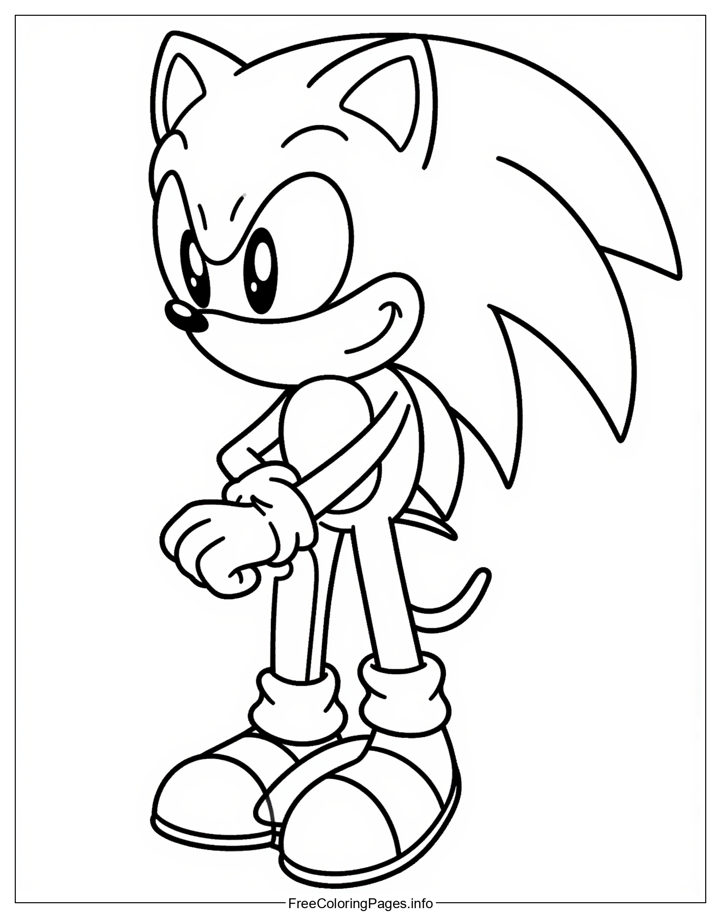 Sonic the Hedgehog Coloring Page with Outline - A Detailed Image of the Blue Hedgehog Character from the Popular Video Game Series