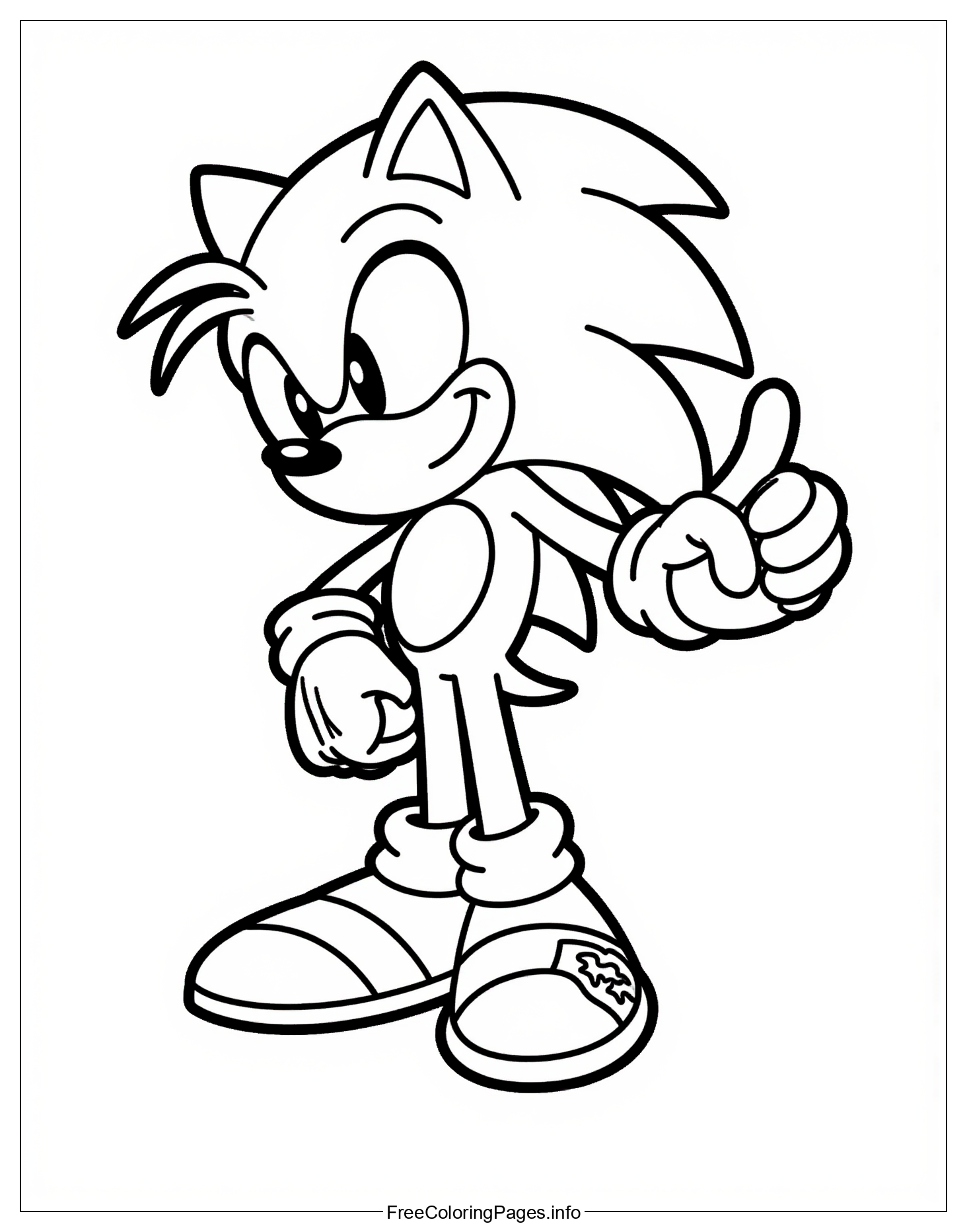 Sonic The Hedgehog Character Illustration as a Free Coloring Page Template for Childrens Artistic Expression