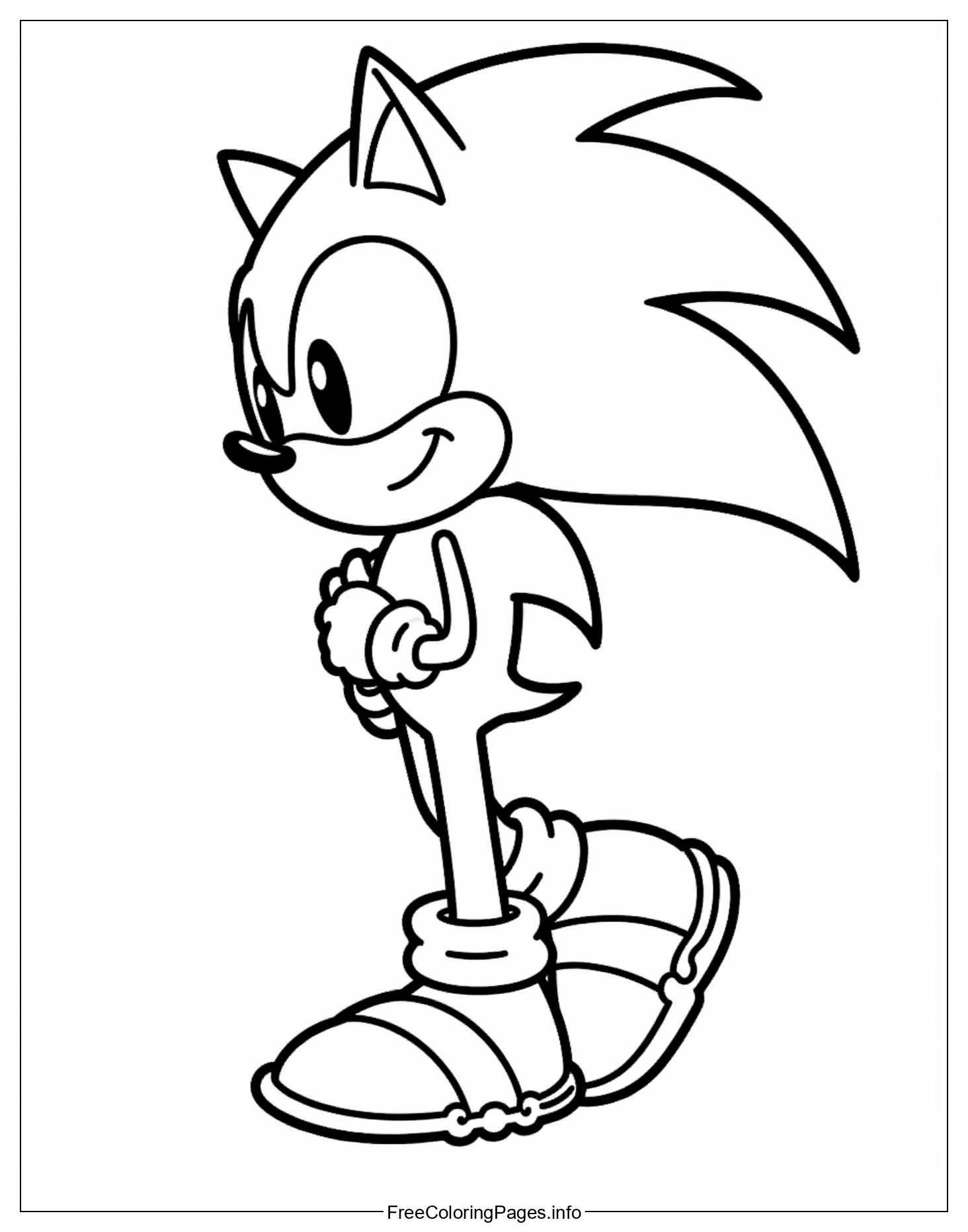 Sonic the Hedgehog Coloring Page - Free Printable Image for Children to Enjoy and Learn with His Iconic Blue Spiky Hairdo, Red Shoes, and Cool Attitude