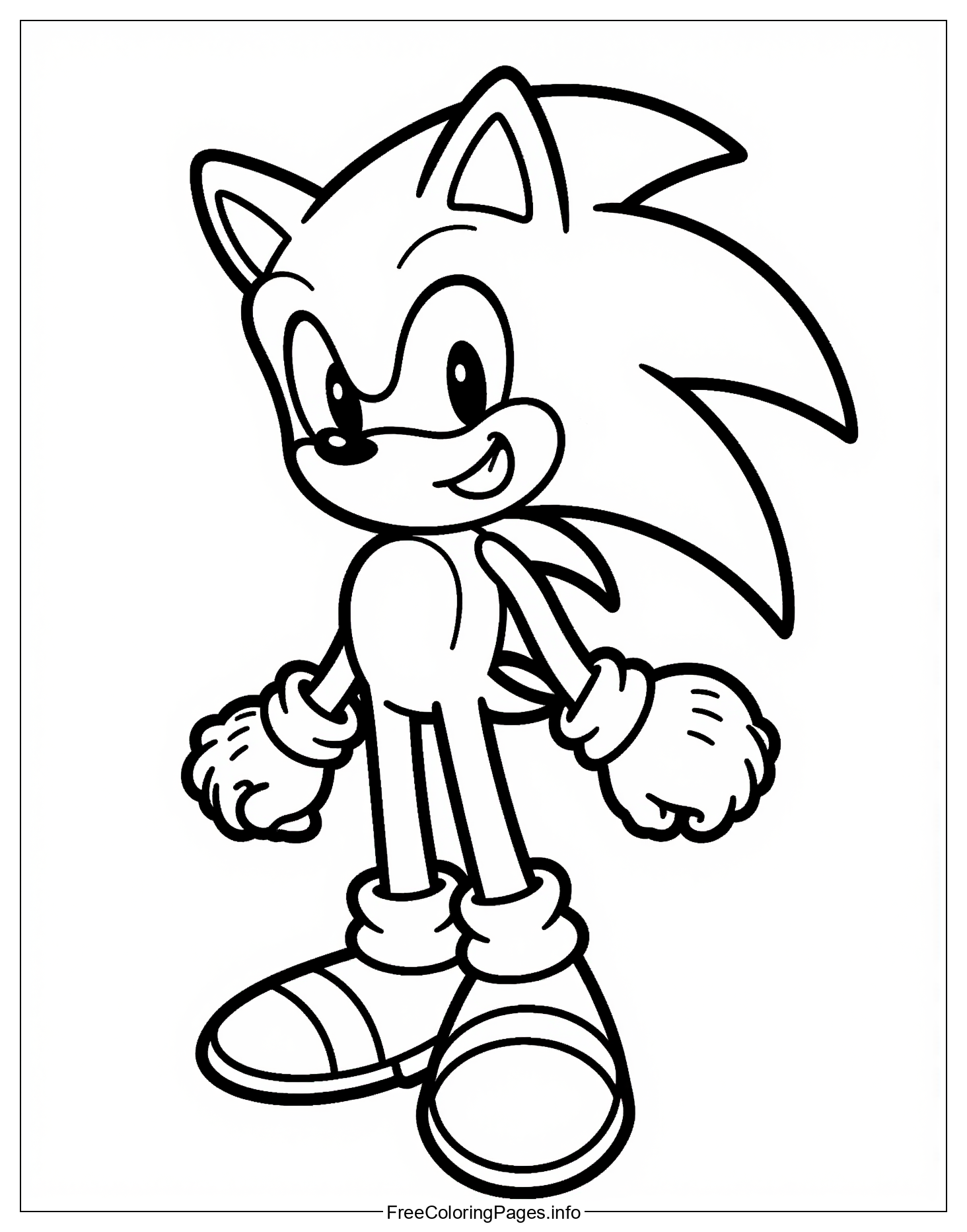 A Stylish and Playful Line Art Illustration of Sonic the Hedgehog, Perfect for Kids Creative Expression through Coloring