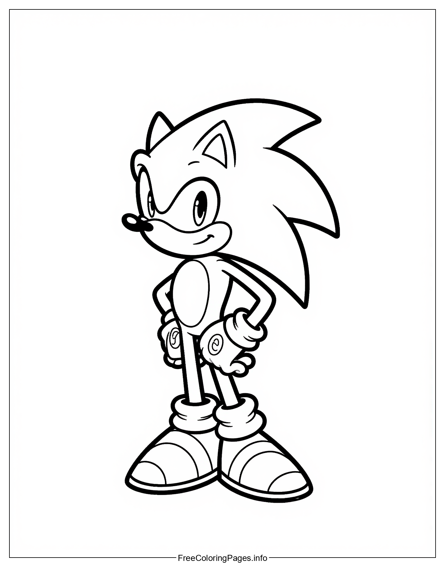 Sonic the Hedgehog Cartoon Character Coloring Page for Childrens Entertainment and Development