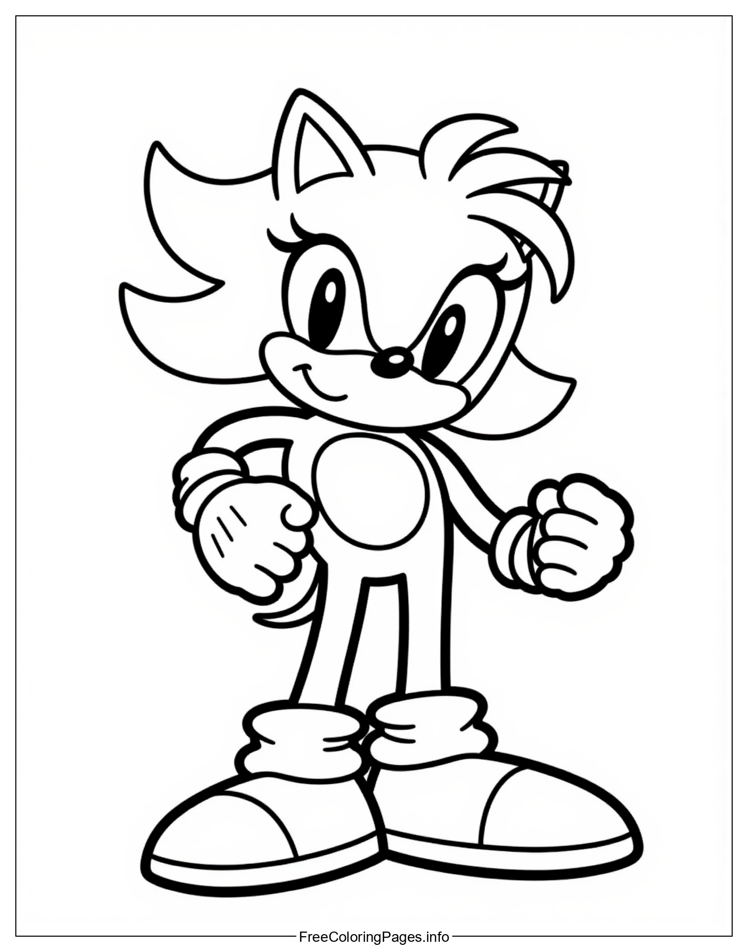 Sonic the Hedgehog Coloring Page Featuring a Cute and Colorful Version of the Beloved Video Game Character, Perfect for Children to Bring to Life