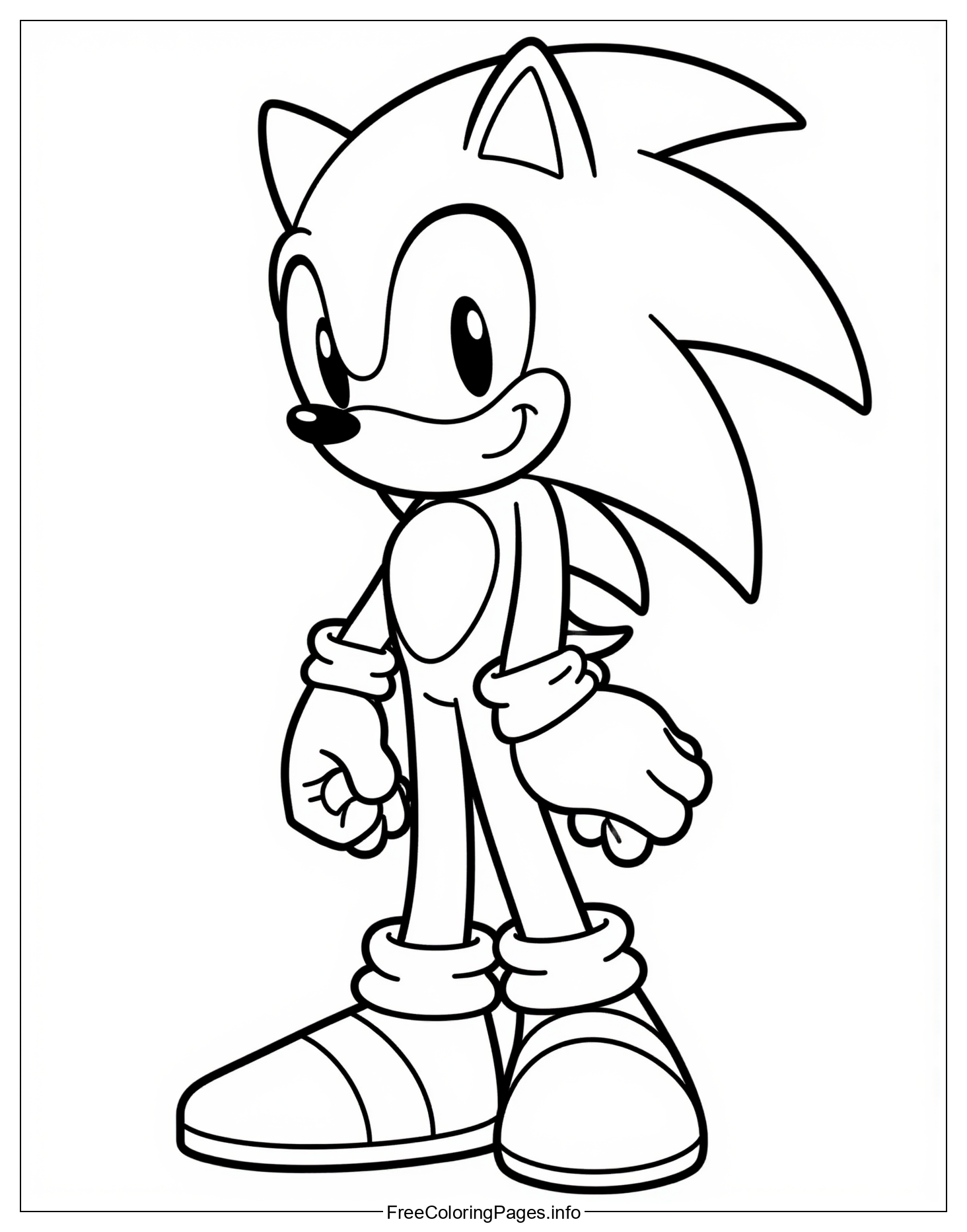 Sonic the Hedgehog Coloring Page with a Cool Design, Perfect for Childrens Creative Expression