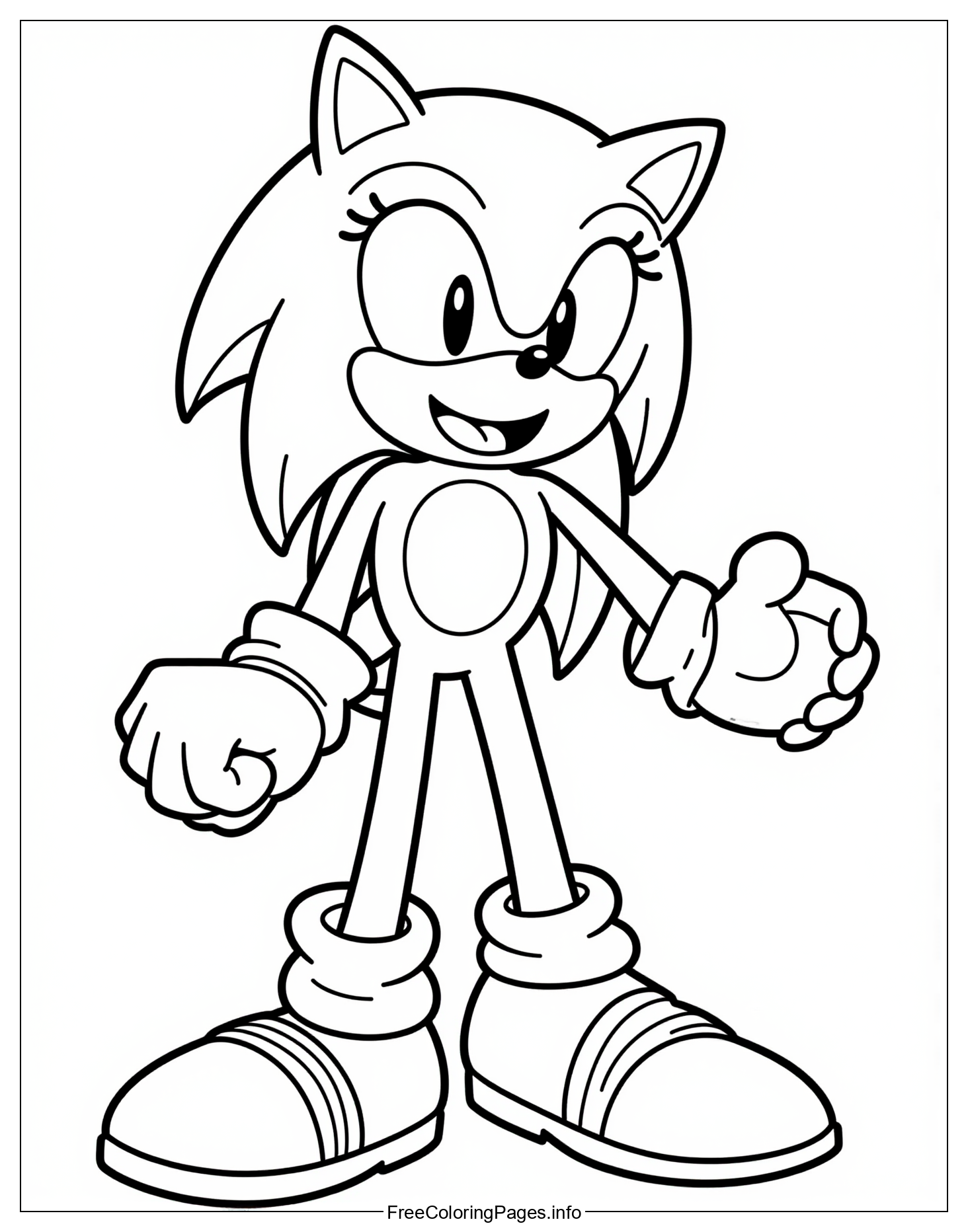 Free Printable Coloring Page Featuring a Detailed Illustration of Sonic the Hedgehog, Perfect for Kids Creative Expression and Development