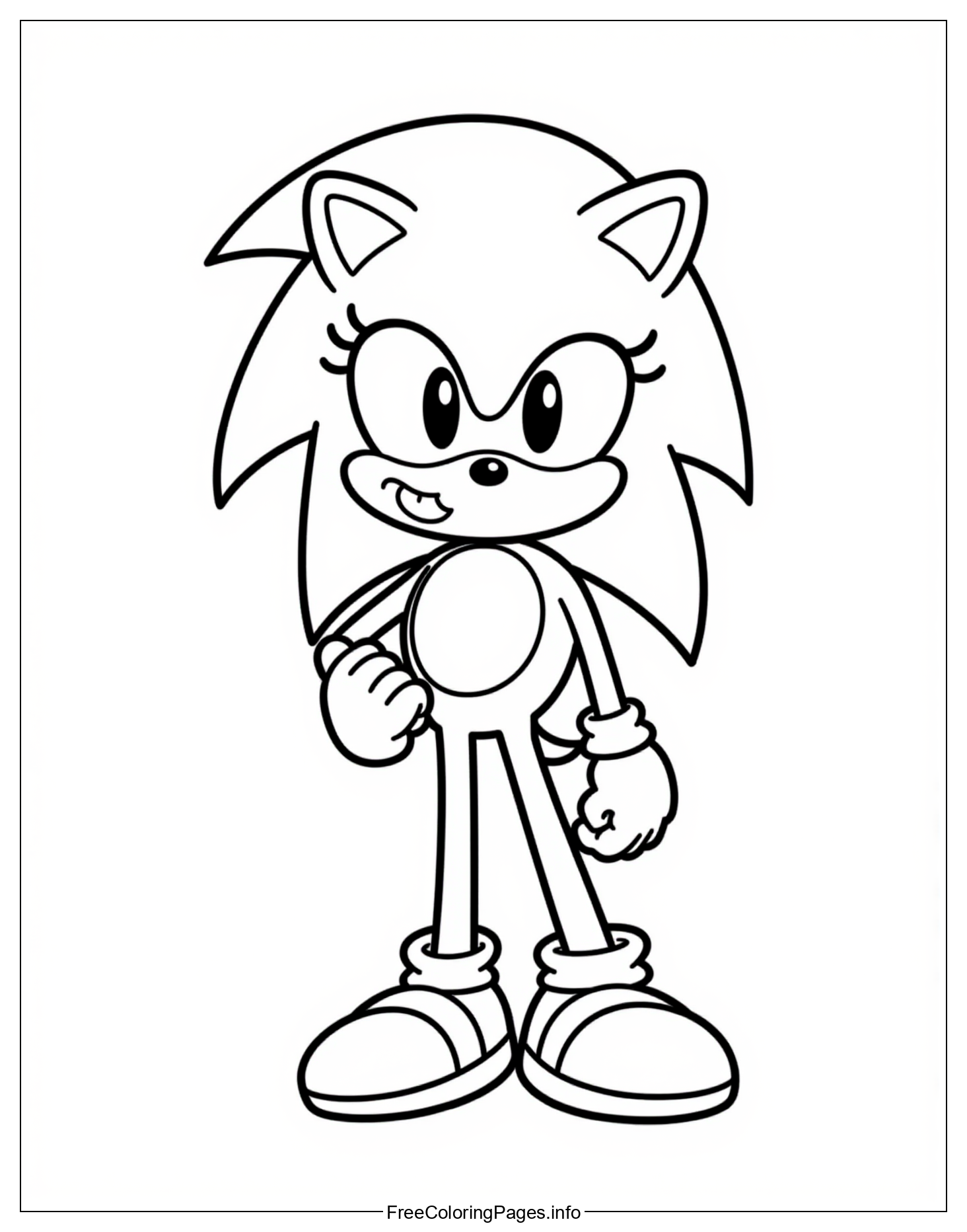Sonic Character Illustration in Black and White, Perfect for Creating a Unique Piece of Art or Gift