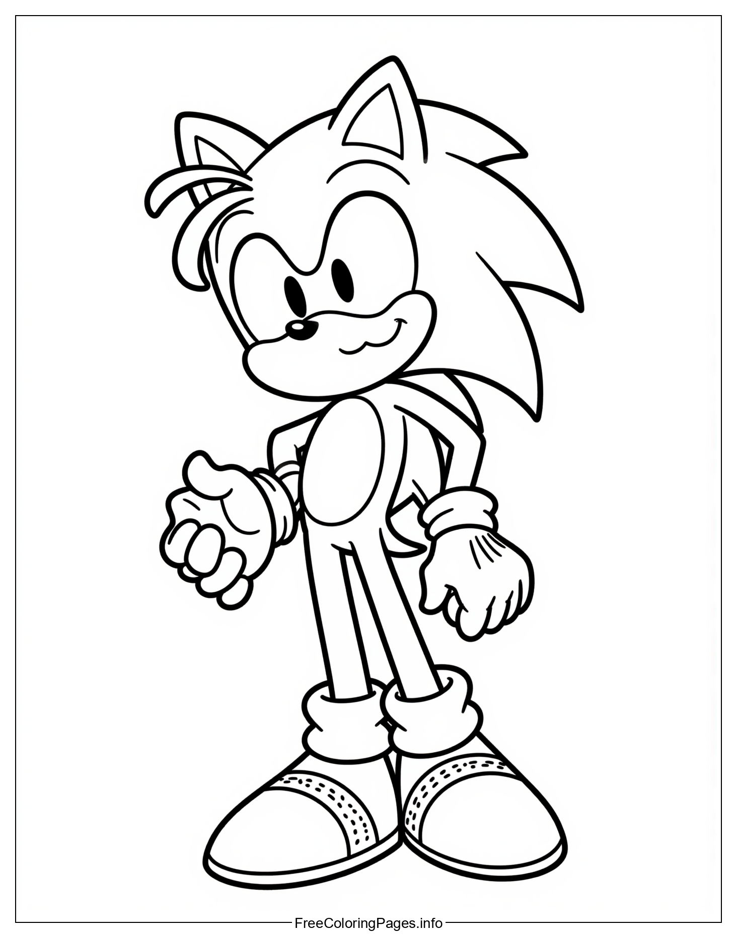 3D Illustration of Sonic the Hedgehog Coloring Page, a Popular Character from the Iconic Video Game Series Suitable for Kids Artistic Development