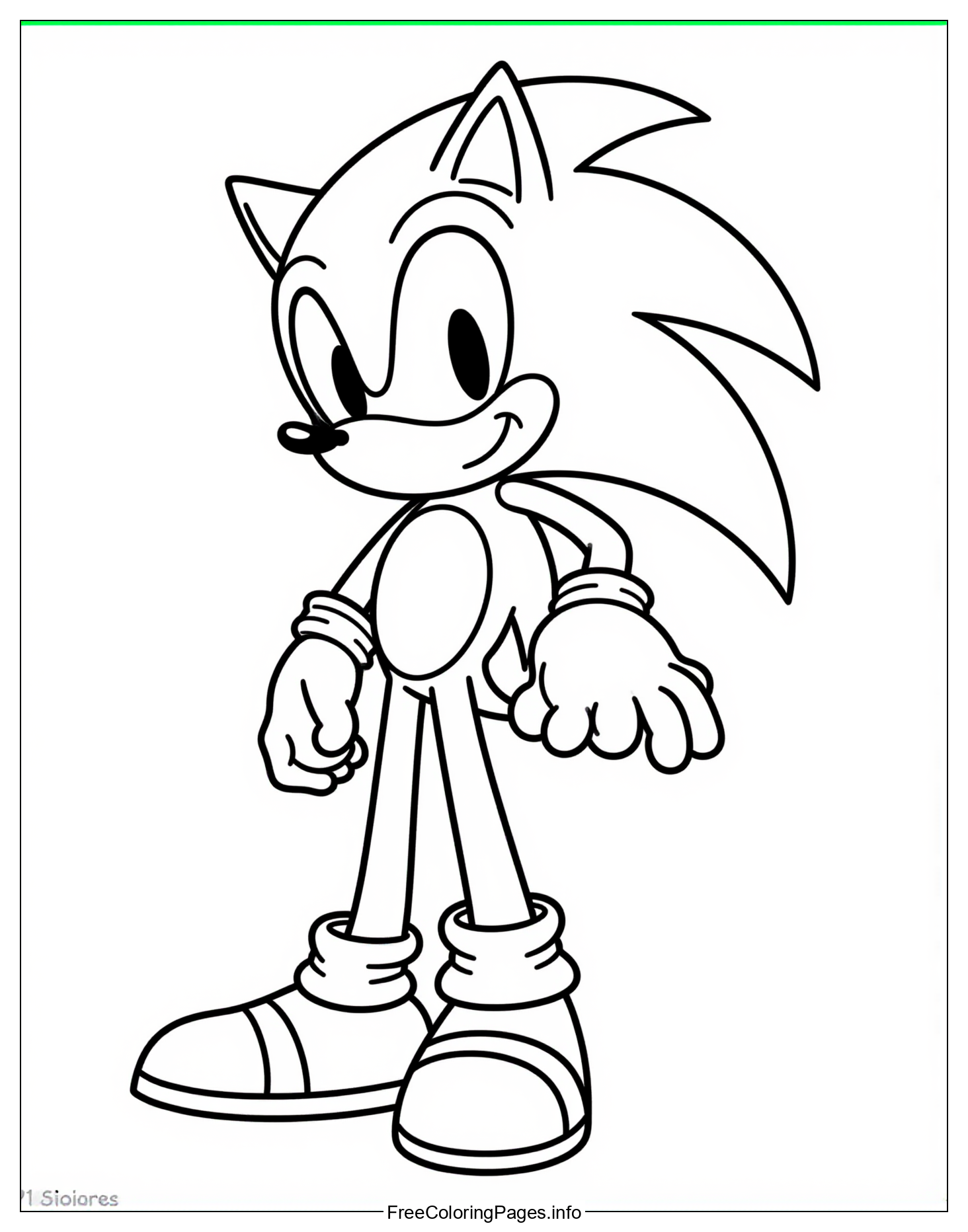 Free Online Coloring Page of Sonic the Hedgehog, Perfect for Childrens Art Projects