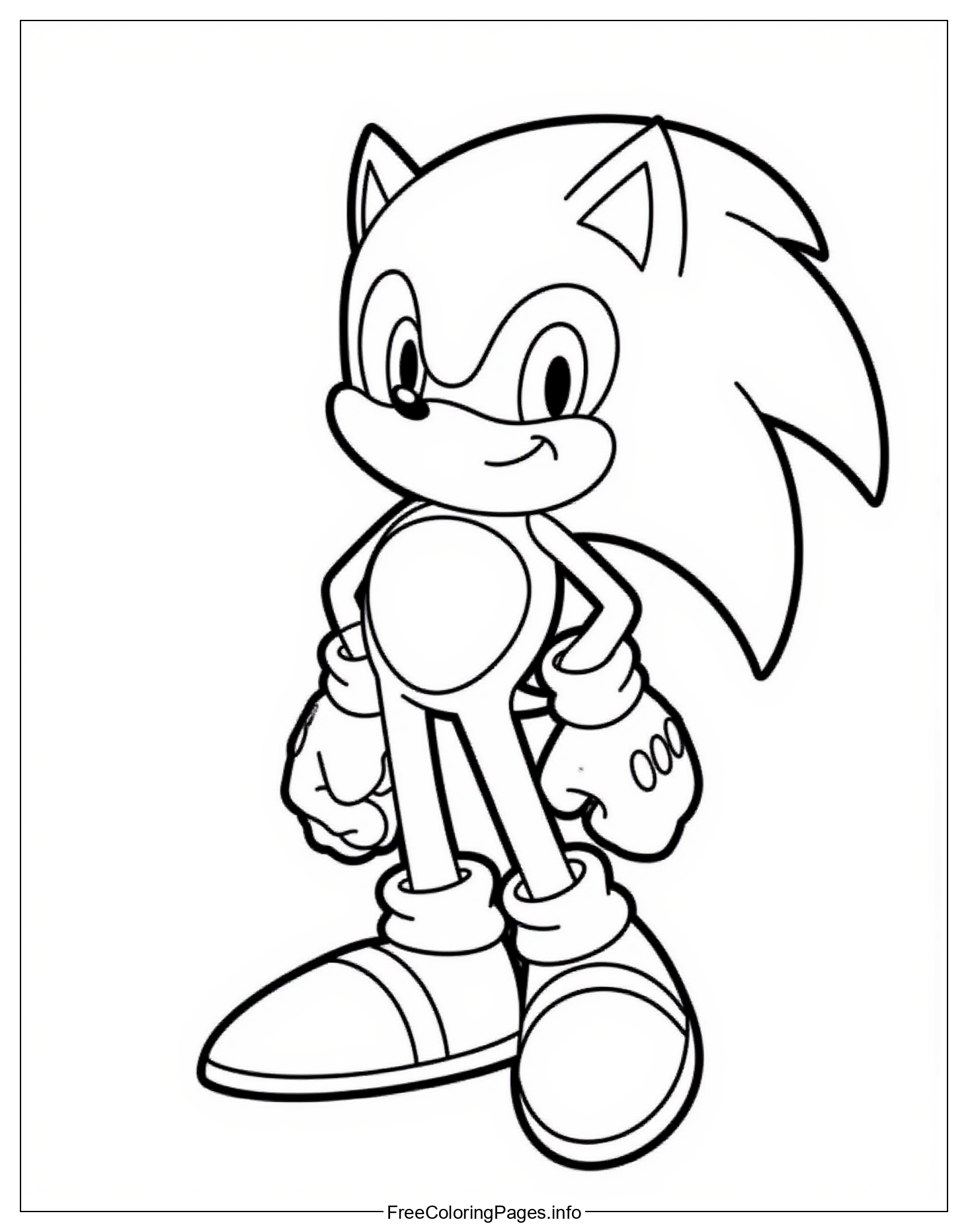 Sonic the Hedgehog Free Coloring Page with a Cool Pose and Fun Design