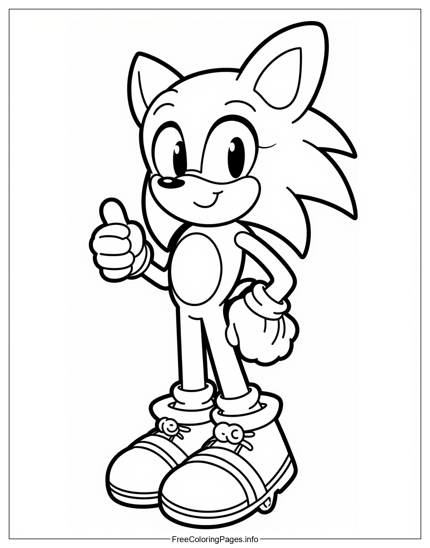 Download High-Resolution Black and White Sonic The Hedgehog Coloring Page Images for Kids Online, Suitable for All Ages, Including Preschoolers