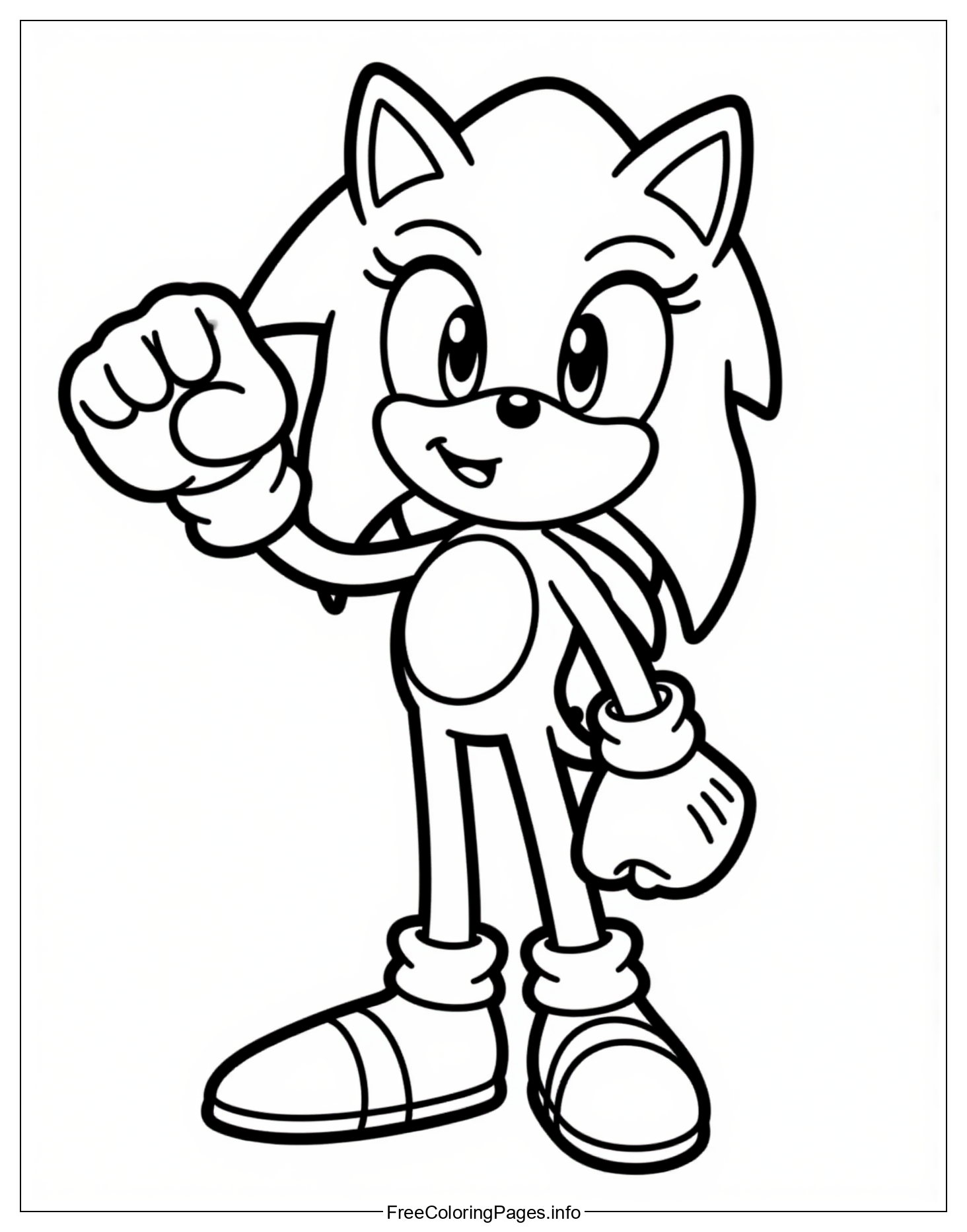 Sonic the Hedgehog Character Illustration in Black and White, Perfect for Kids to Color In