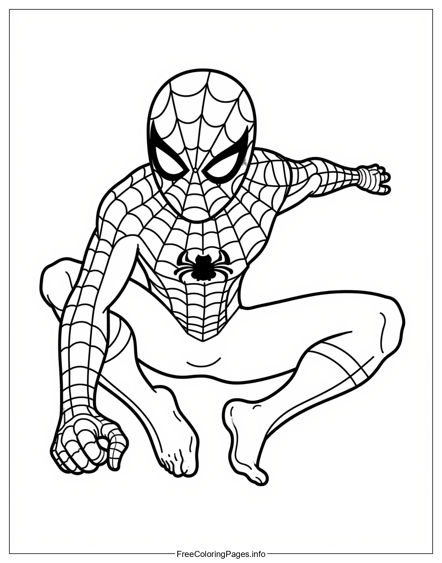 Spiderman Coloring Page, Free Downloadable PDF Printout for Kids, Marvel Superhero Theme, Fun and Educational Activity