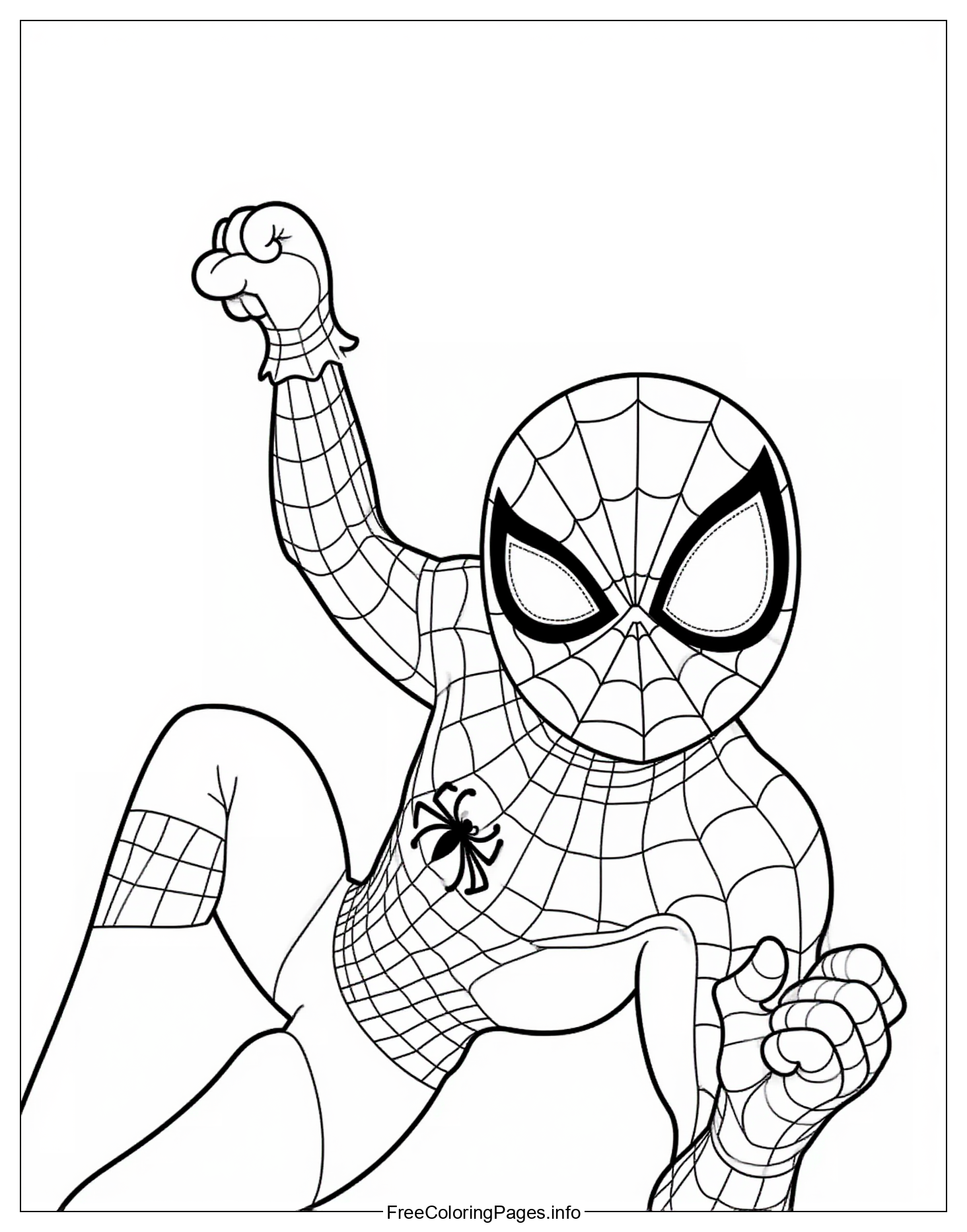 Spider-Man Coloring Page, Free Printable Activity for Children, Marvel Superhero Character Illustration
